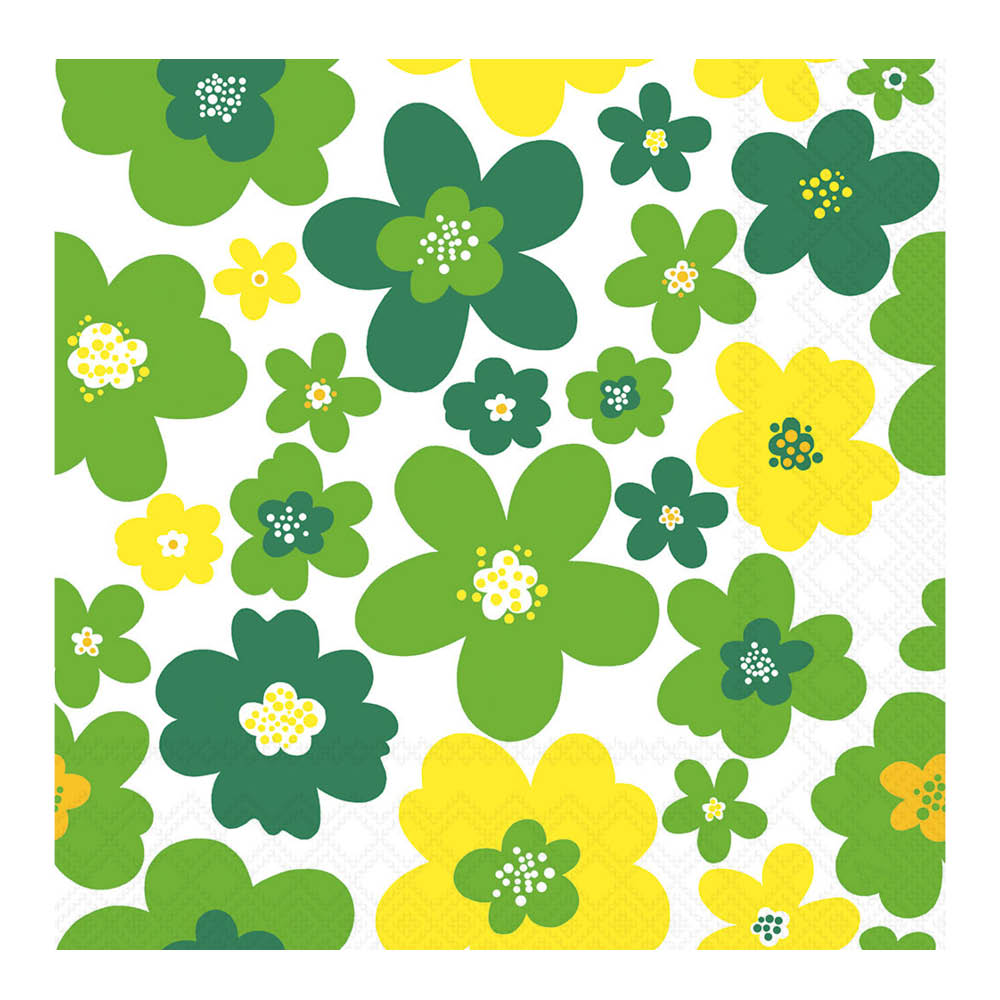 Ambiente Servettii 33x33 cm 20 kpl Flower Power green