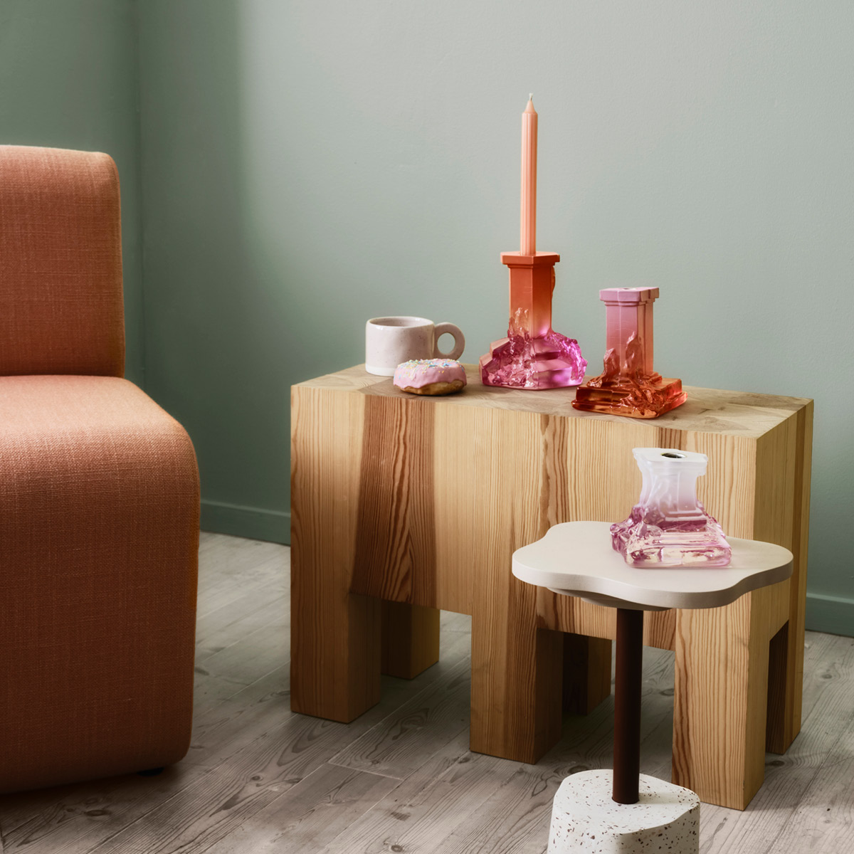 Kosta Boda Rocky Baroque lysestake 17,5 cm spicy rose