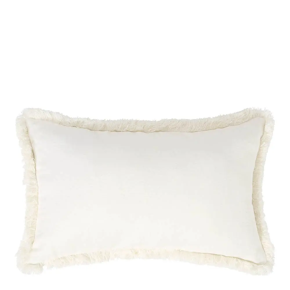 Pute lin/bomull med frynser 50x50 cm hvit