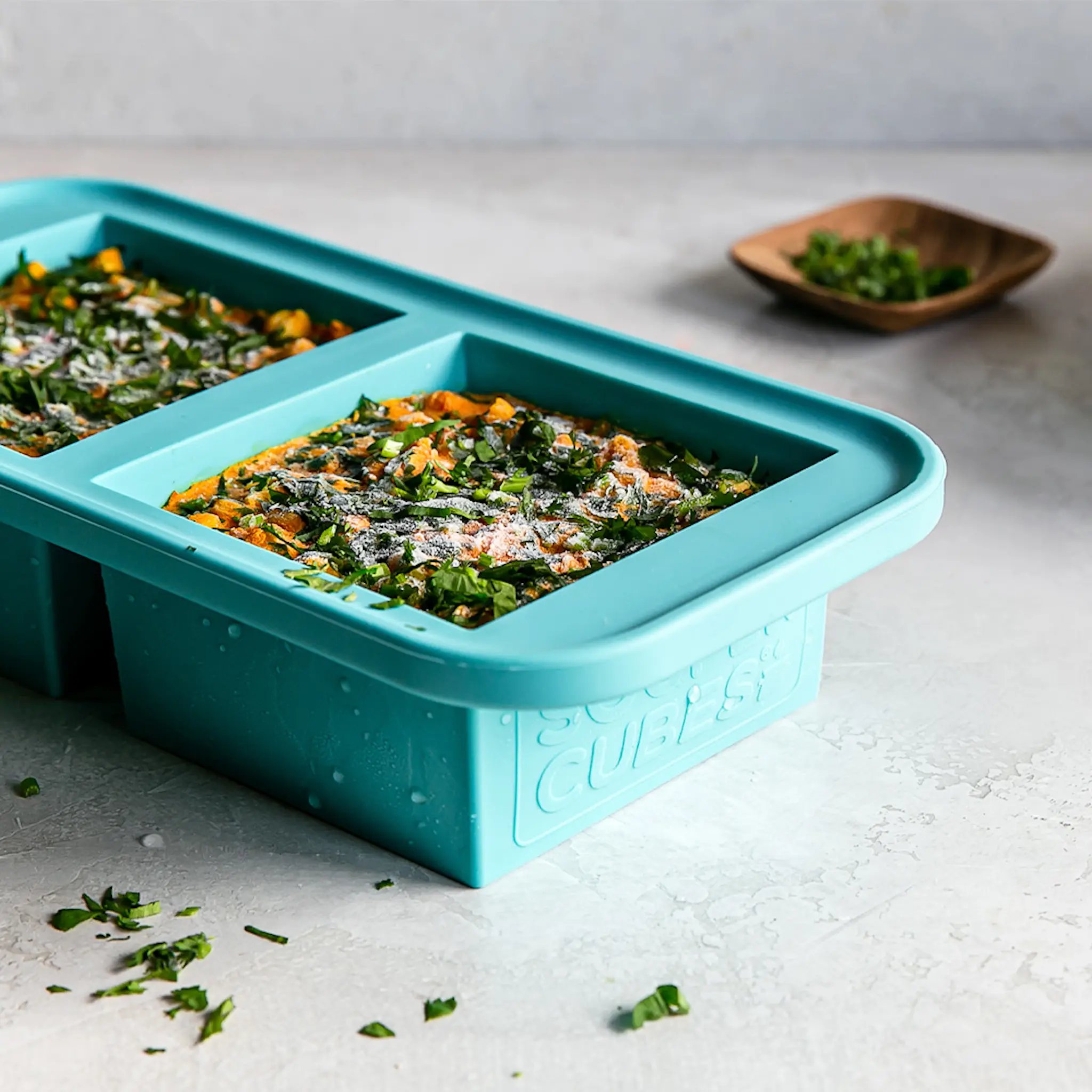 Souper Cubes Matförvaring och Lock Silikon Set 4-pack Blå