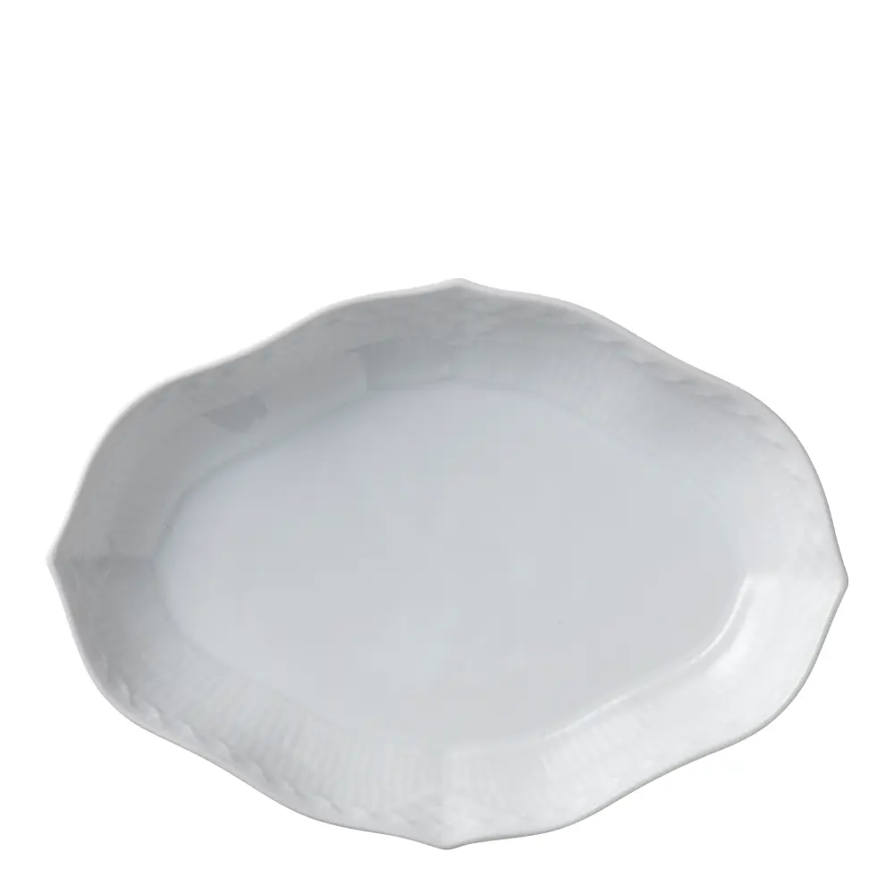 White Fluted Half Lace Tarjoiluastia 22 cm