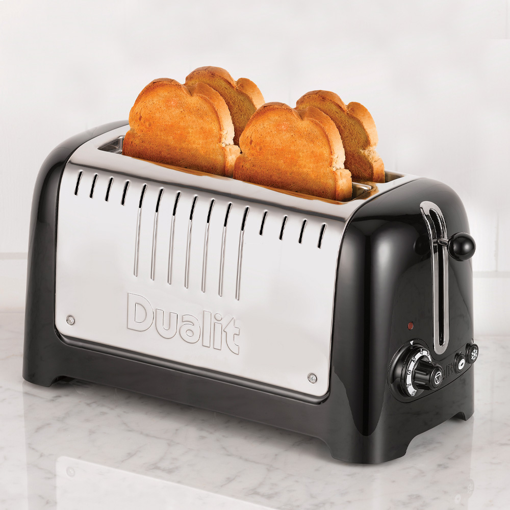 Dualit Lite brødtrister lang 4 skiver blank svart