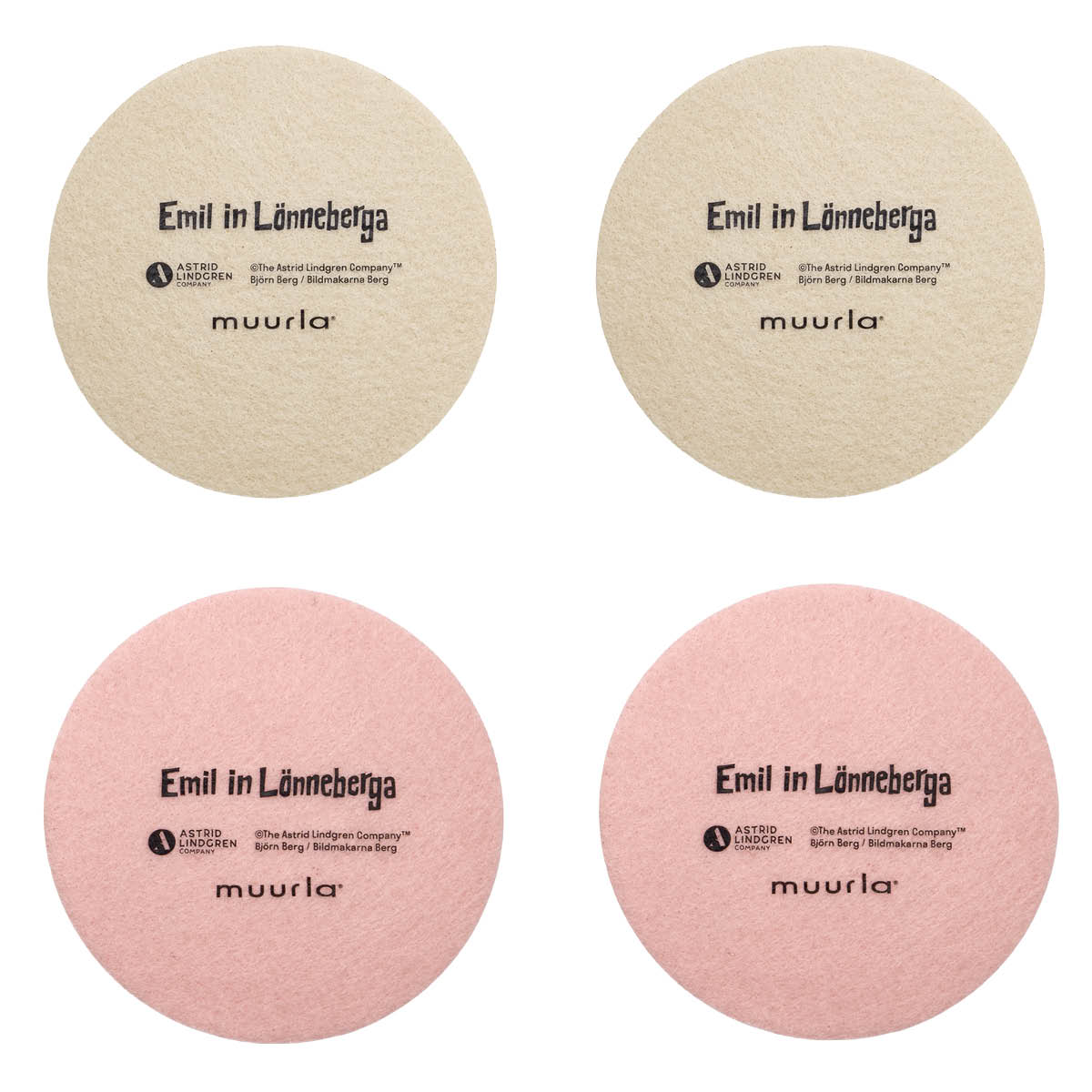 Muurla Emil glasunderlägg Emil & Ida 4-pack beige/rosa