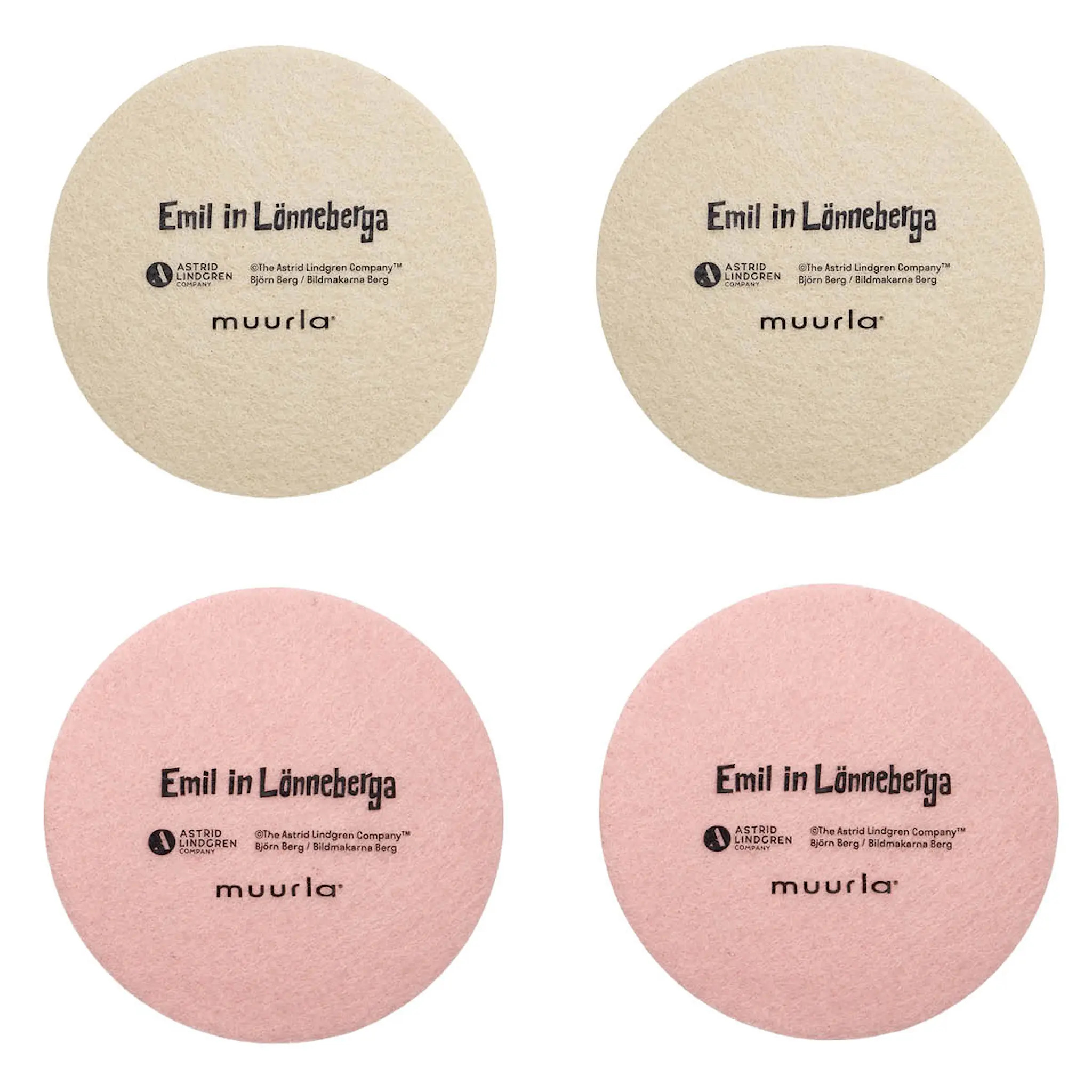 Muurla Emil glasunderlägg Emil & Ida 4-pack beige/rosa