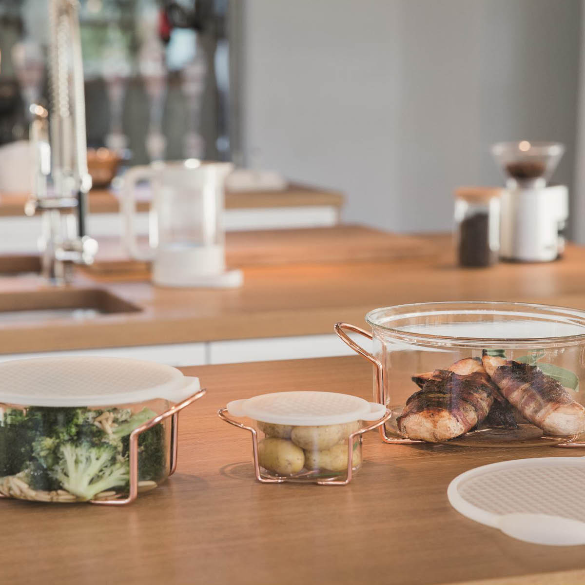 Bodum Hot Pot Set Glasskål Med Stålstativ Och Silikonlock 2,5L