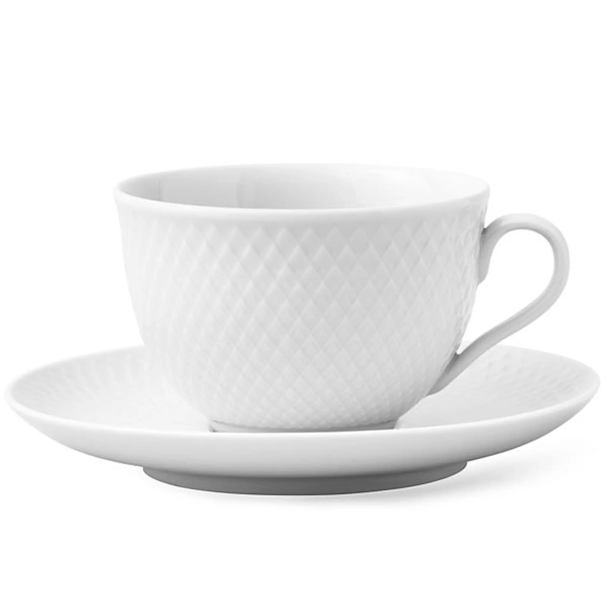 Lyngby Porcelæn Rhombe Tekopp Med Fat 24 cl 2 Delar Vit