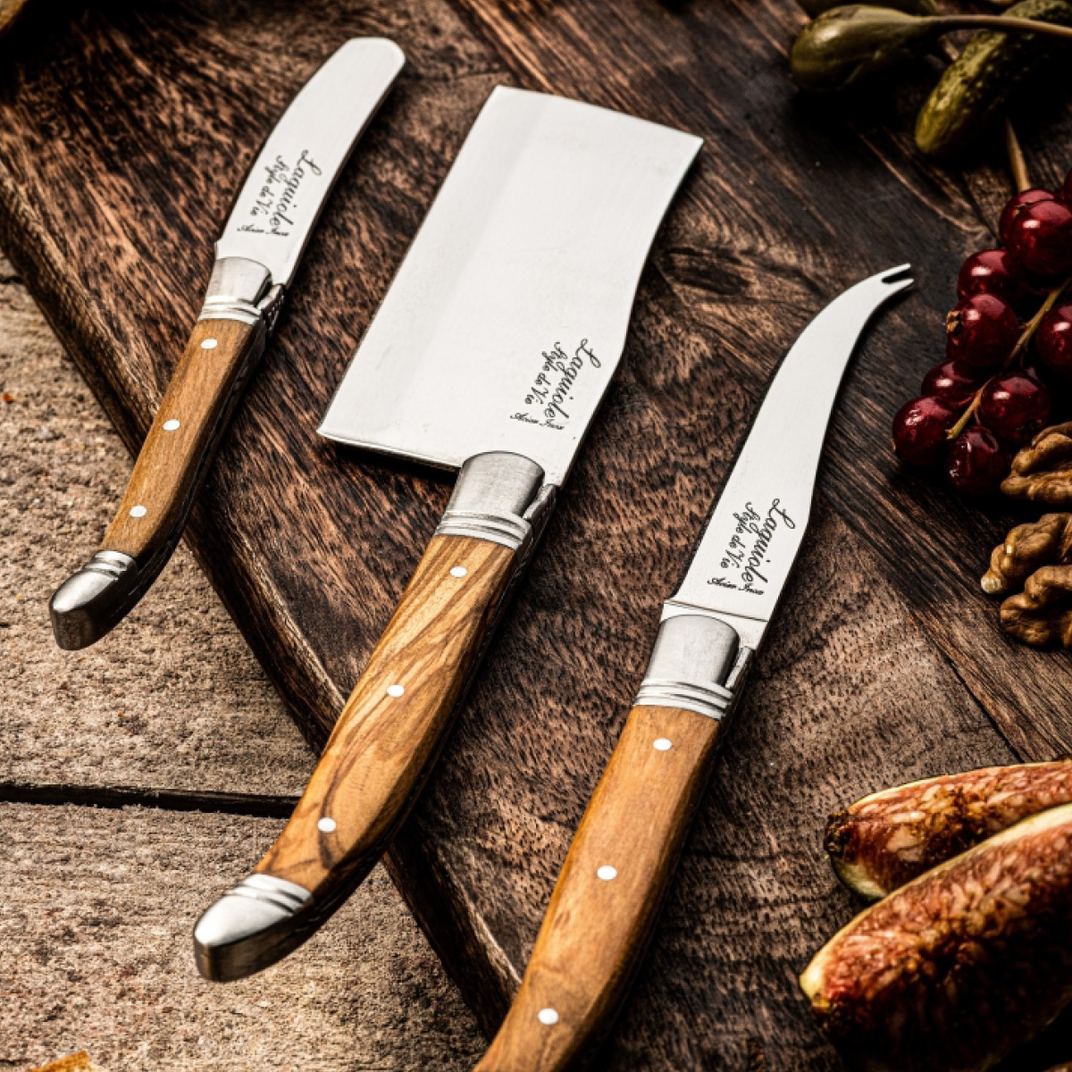Laguiole Style de Vie Ostekniver 3 stk olive