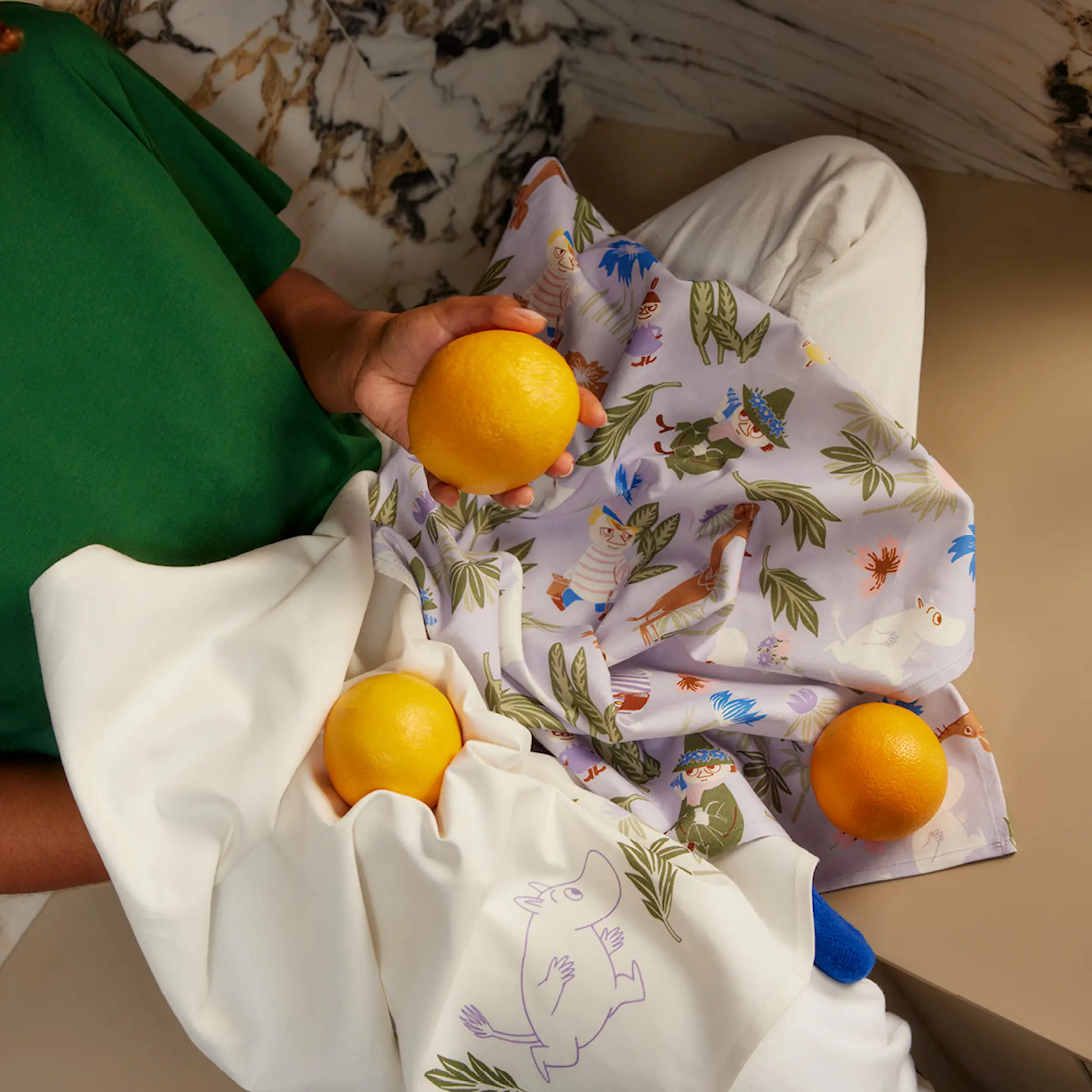 Moomin Arabia Muumi Keittiöpyyhe 50x70 cm 2 kpl Liila/Offwhite