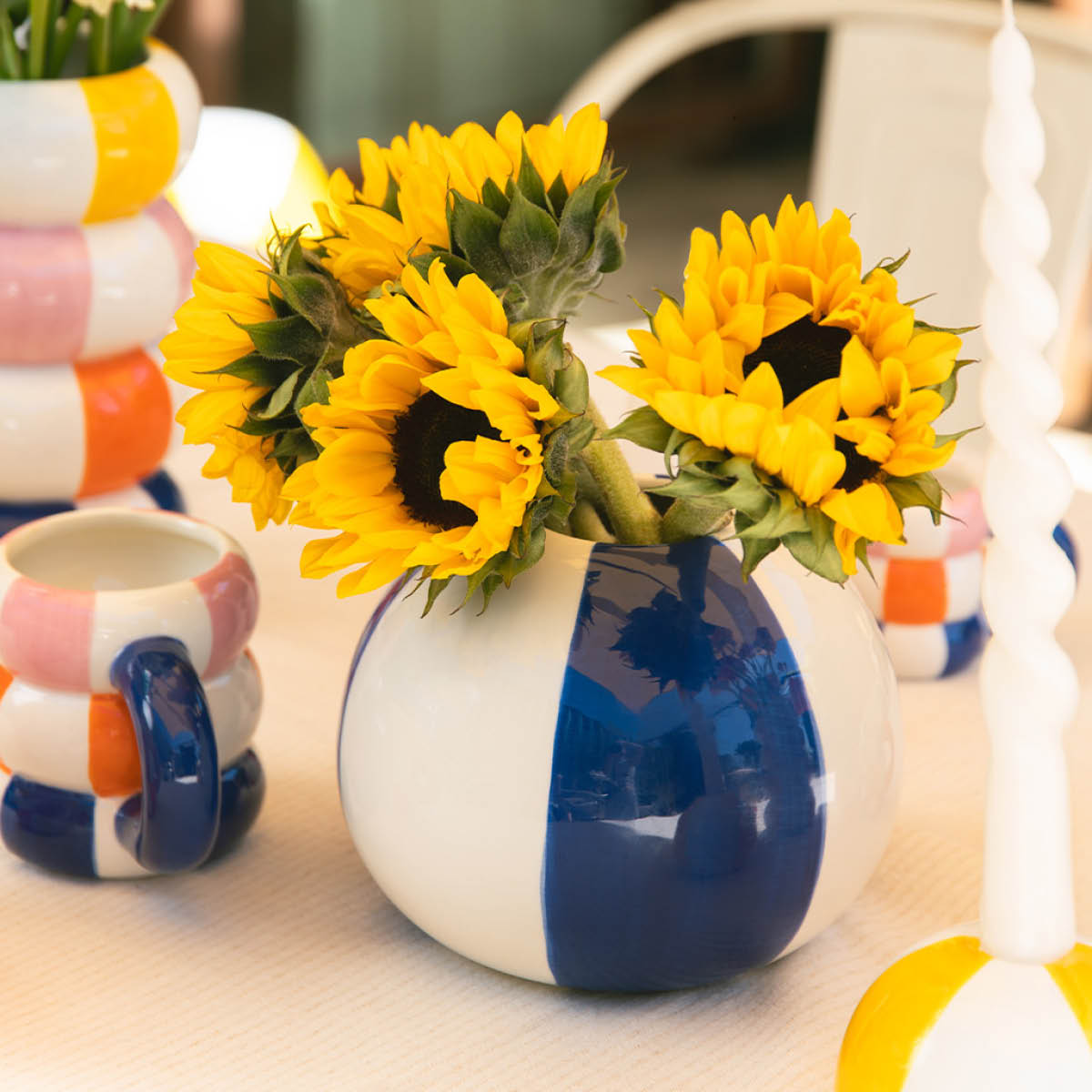 Balvi Floats vas 14 cm Beachball blå