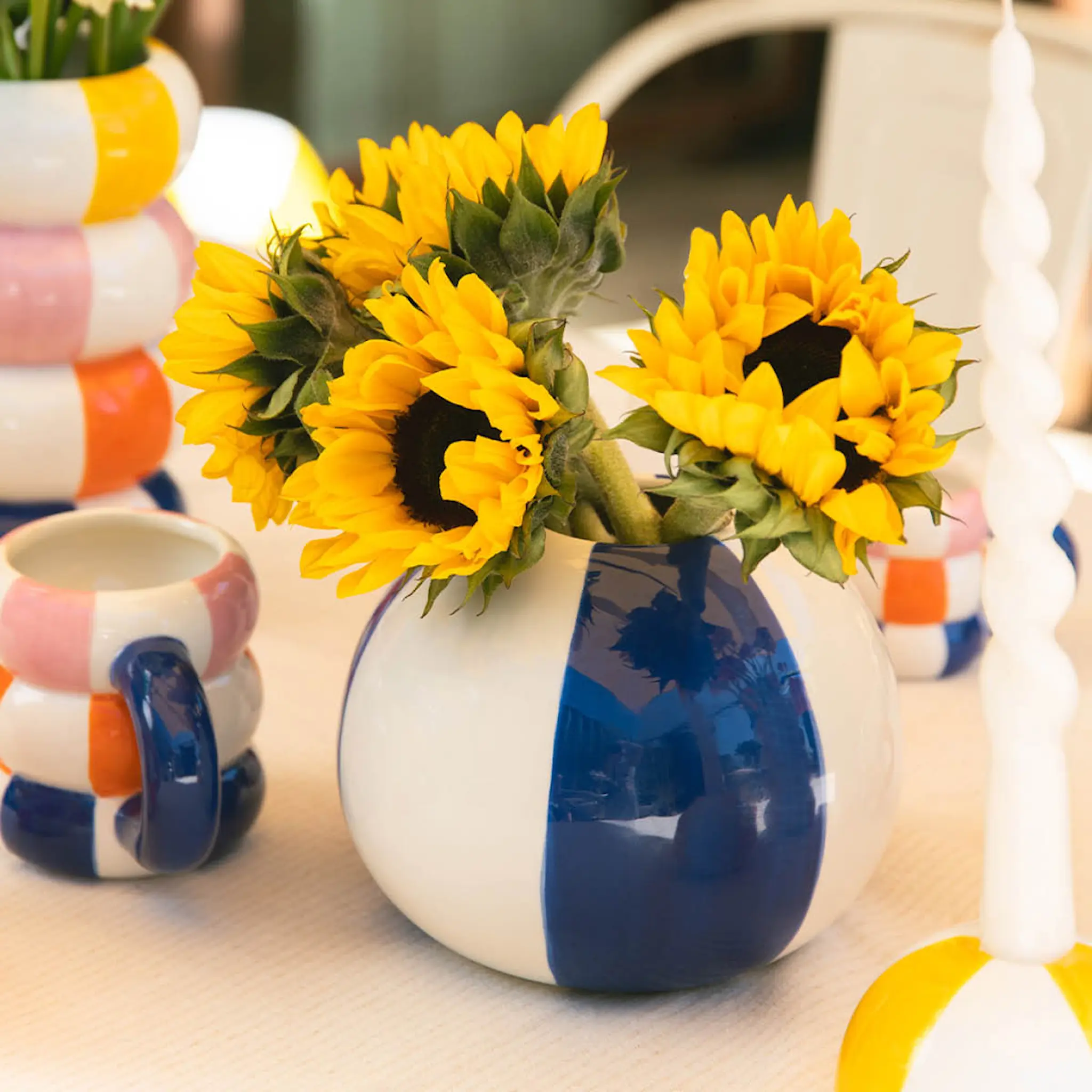 Balvi Floats vas 14 cm Beachball blå