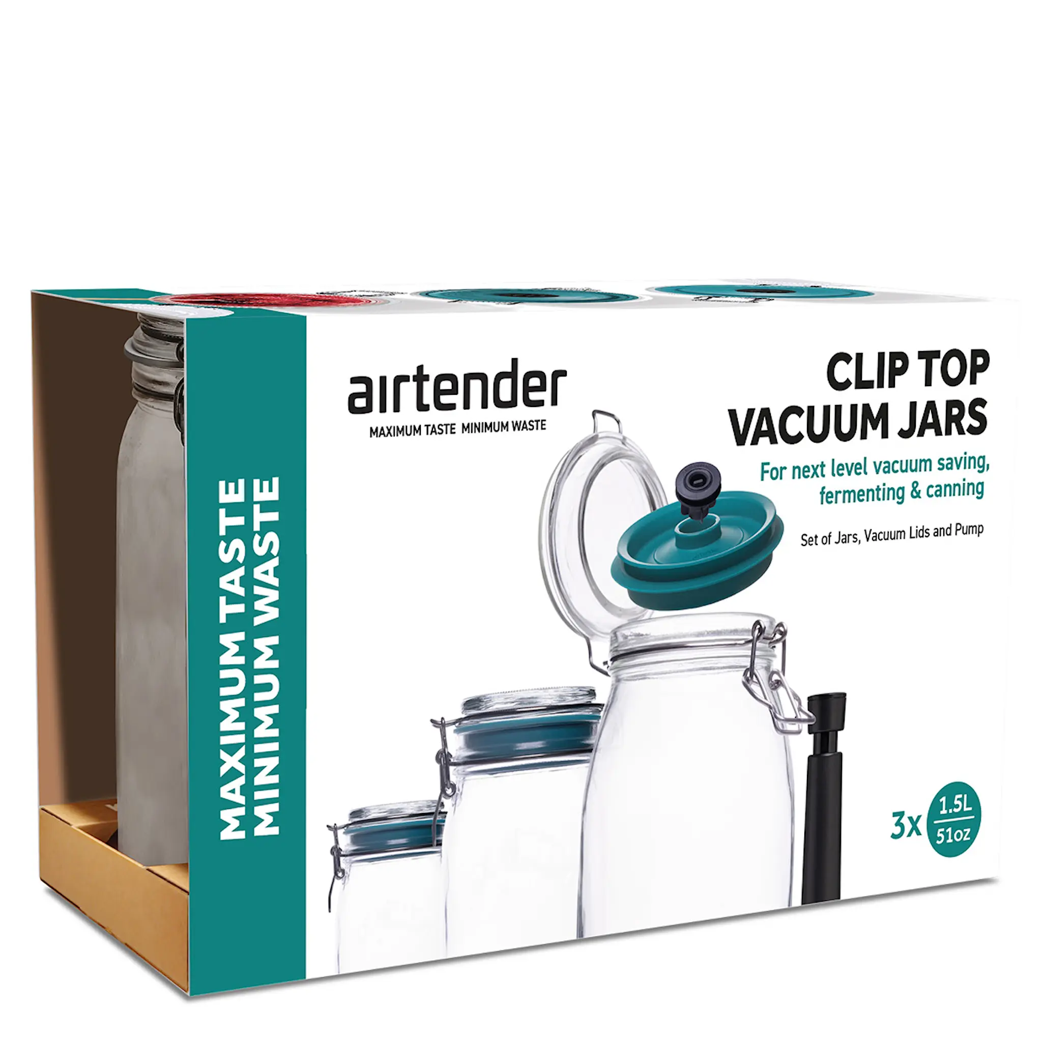 Airtender Vakuumförslutare burkar 3-pack 1,5 L grön