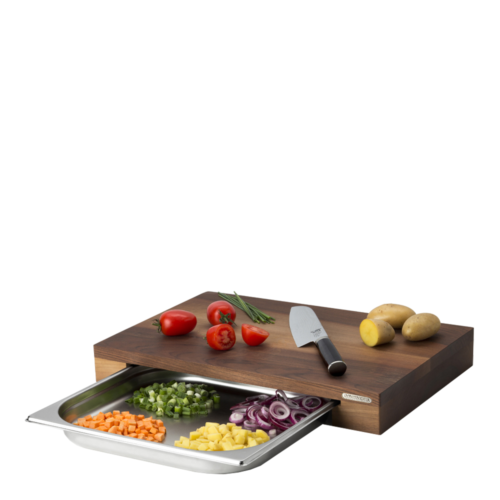 Continenta Skärbräda med Låda 39x27x6 cm Valnöt