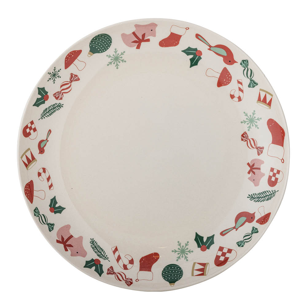 Bloomingville - Yule pyöreä tarjoilulautanen 28 cm joulukuosi