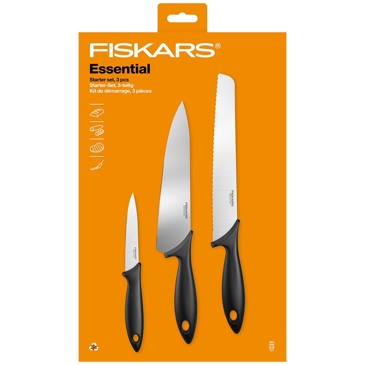 Fiskars Essential starter sett 3 stk