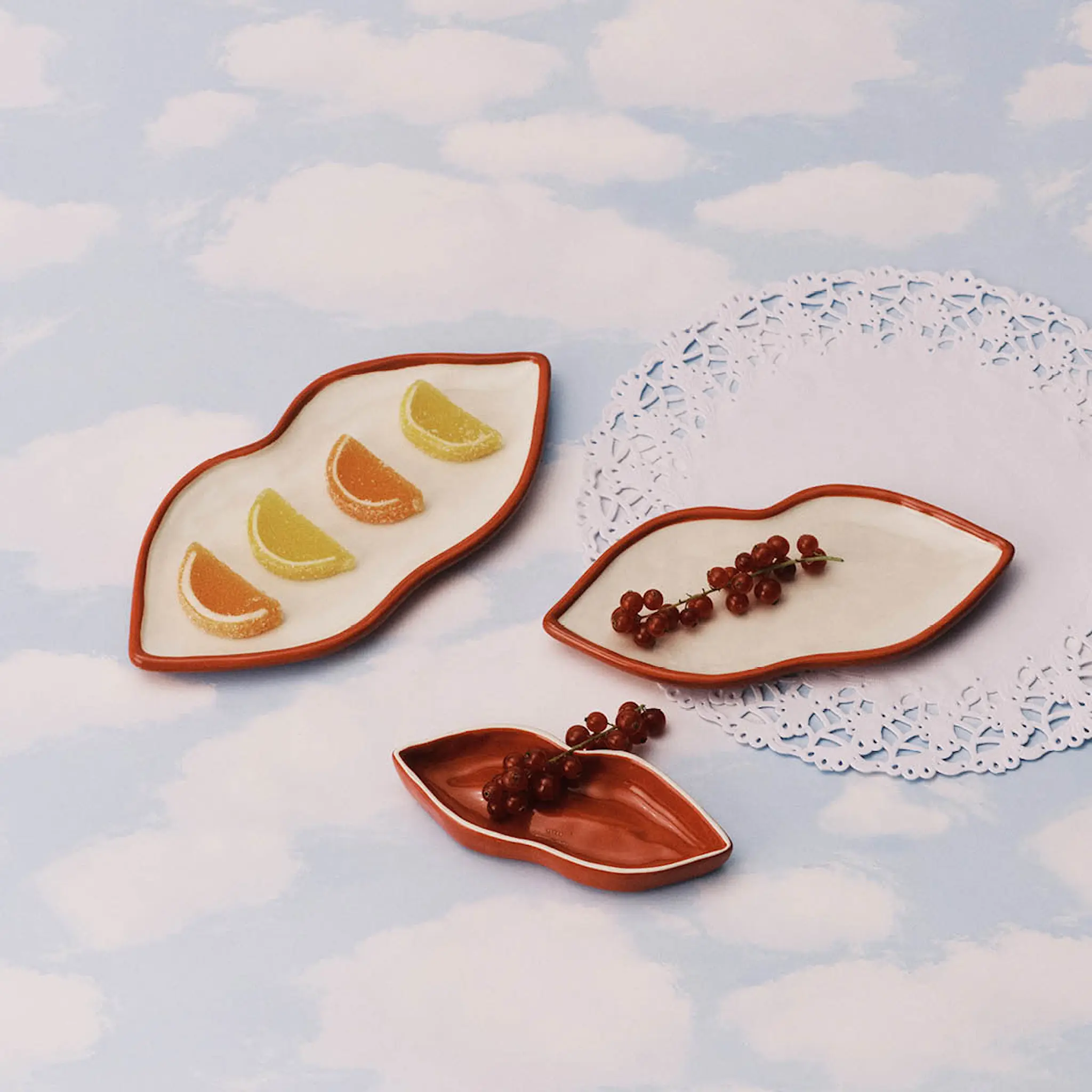 Serax Les Objets Mouleversants Lips serveringsfat set 3 delar röd