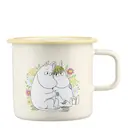 Mumin emaljmugg 55 cl blommor vit