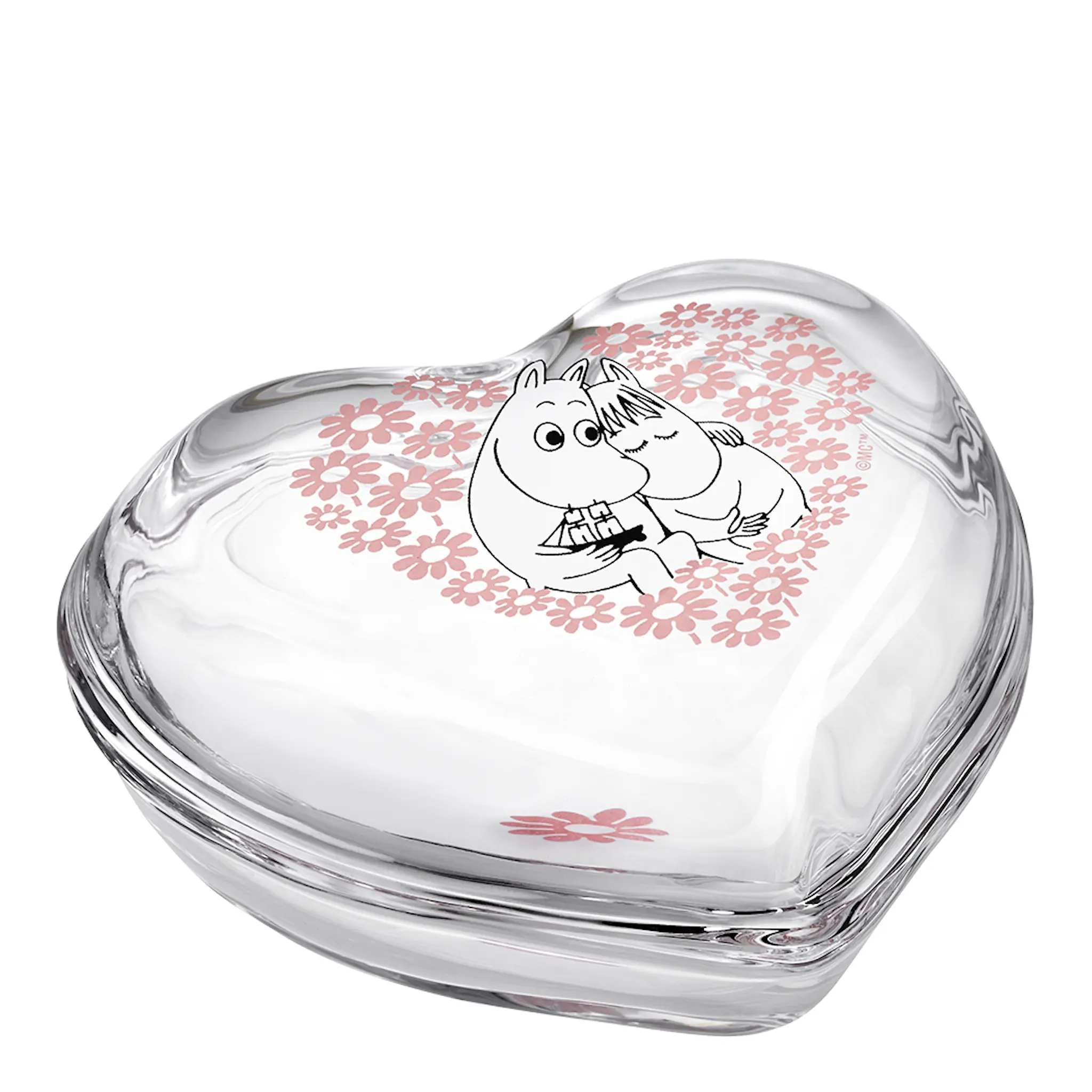 Muurla Mumin glasburk med lock 11,5 cm tillsammans rosa