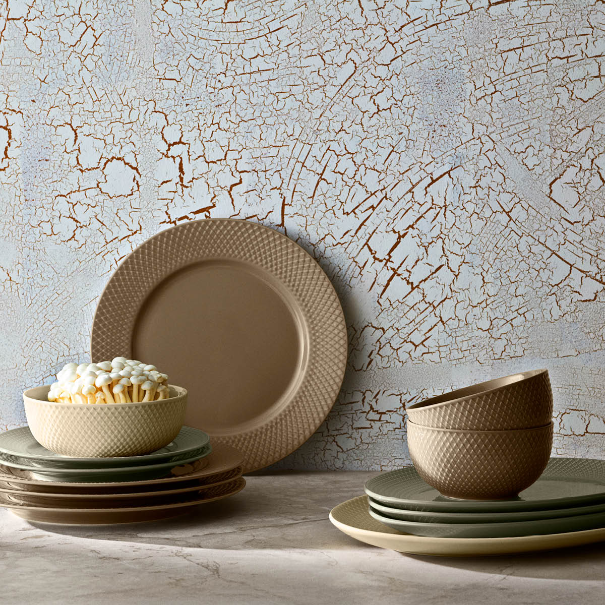 Lyngby Porcelæn Rhombe Earth skål 13 cm clay