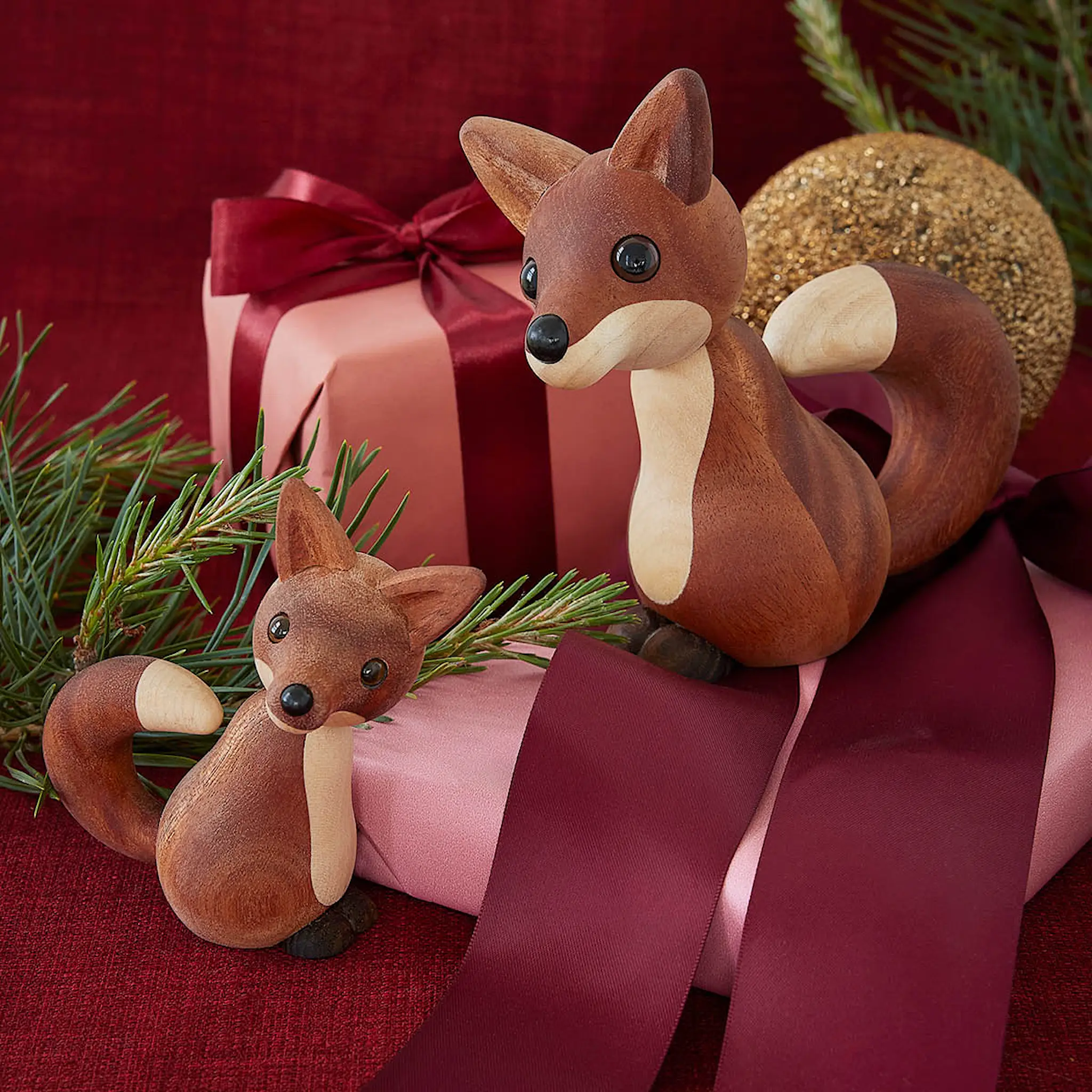 Spring Copenhagen Foxy Puufiguuri Kettu 12 cm Mahogny