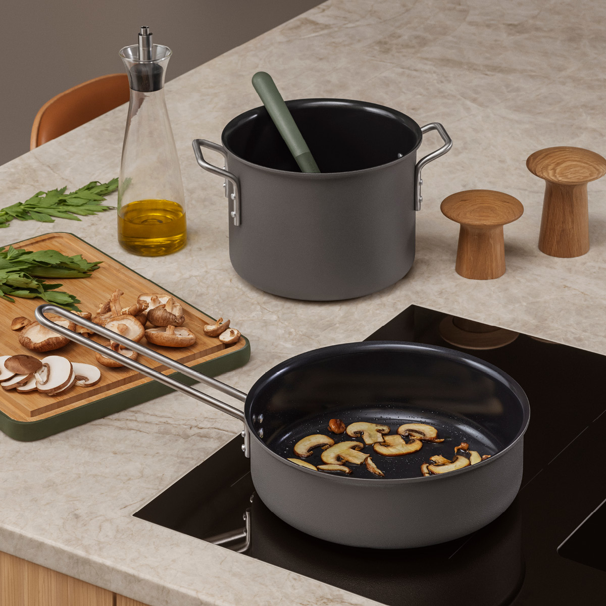 Eva Trio Grey Line traktørpanne 24 cm keramisk Slip-Let