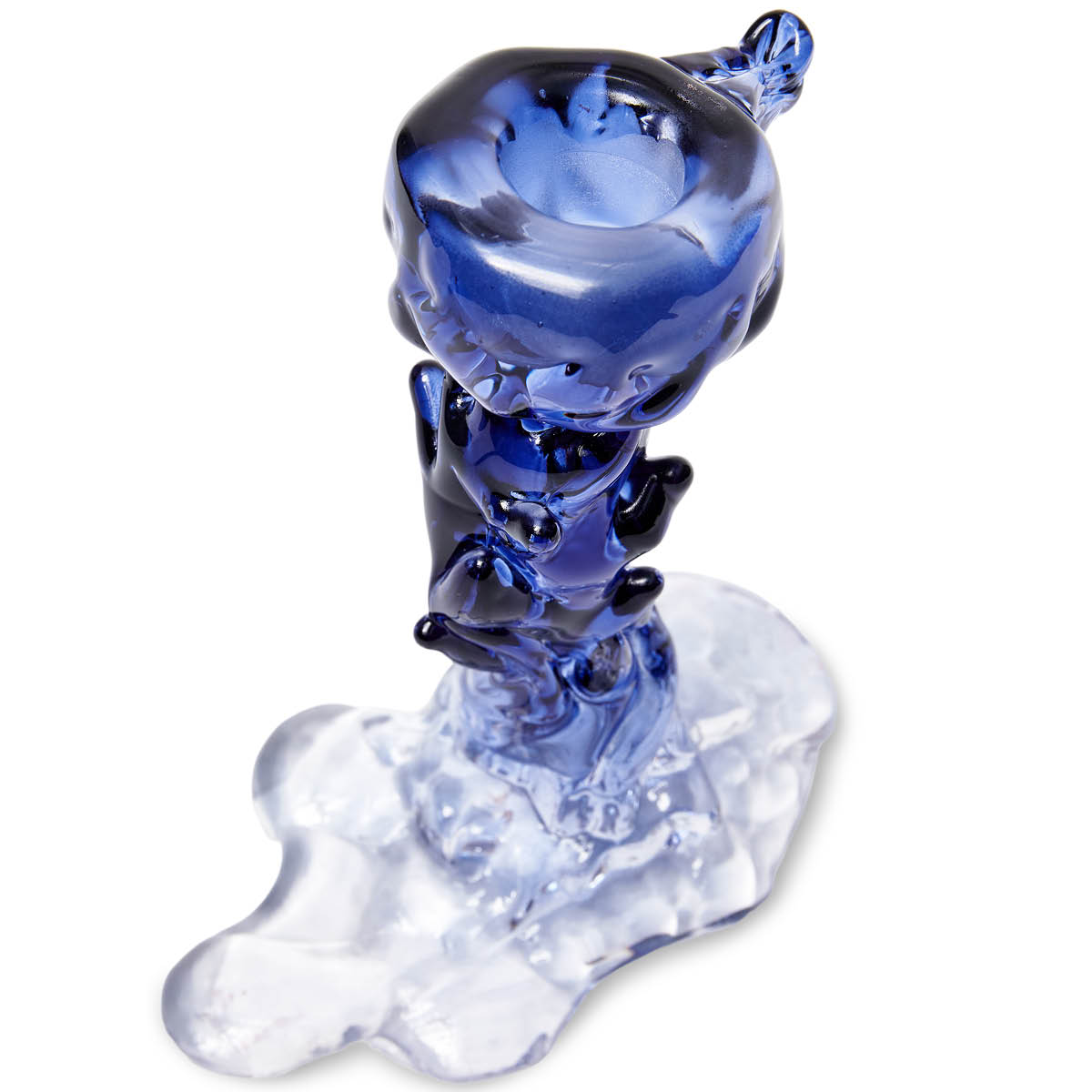 Pols Potten Drip ljusstake i glas S 14 cm mörkblå