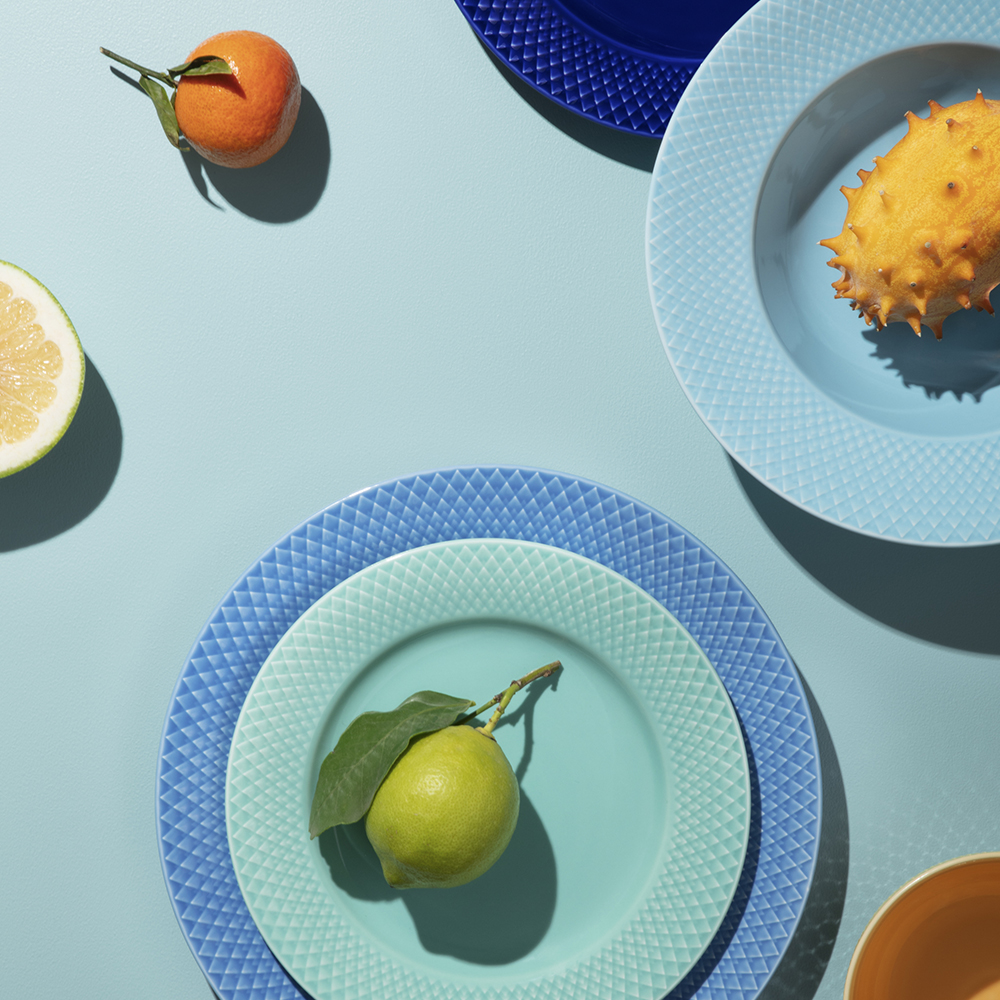 Lyngby Porcelæn Rhombe Color lunsjtallerken 21 cm aqua