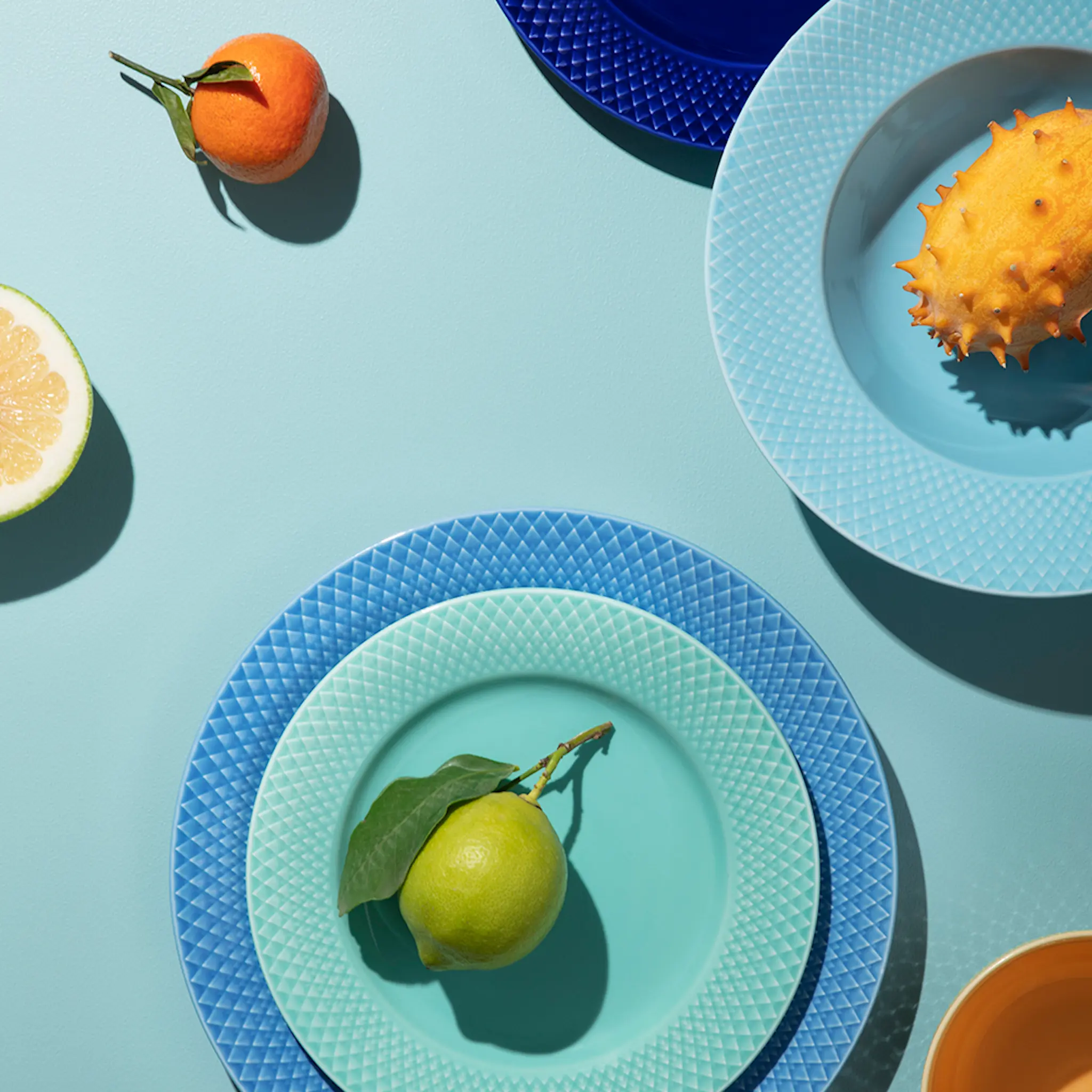 Lyngby Porcelæn Rhombe Color Tallrik 21 cm Aqua