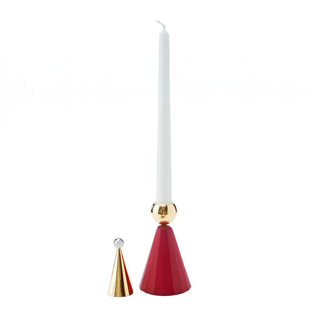 Klong Tenor ljuslykta 12,5 cm mässing/röd