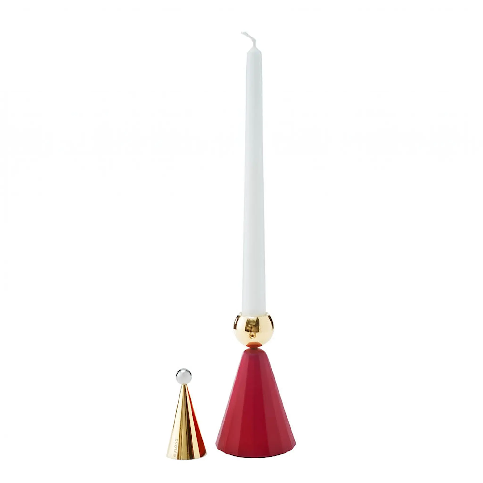 Klong Tenor ljuslykta 12,5 cm mässing/röd