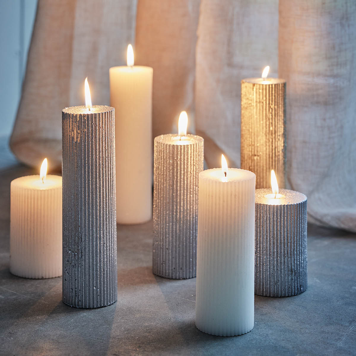 Lene Bjerre Lissia blockljus räfflad 10 cm silver