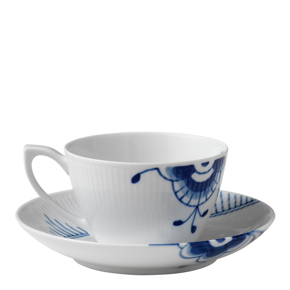 Royal Copenhagen Blue Fluted Mega Tekopp med fat 28 cl