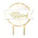 LED tårtdekoration trä Happy Birthday