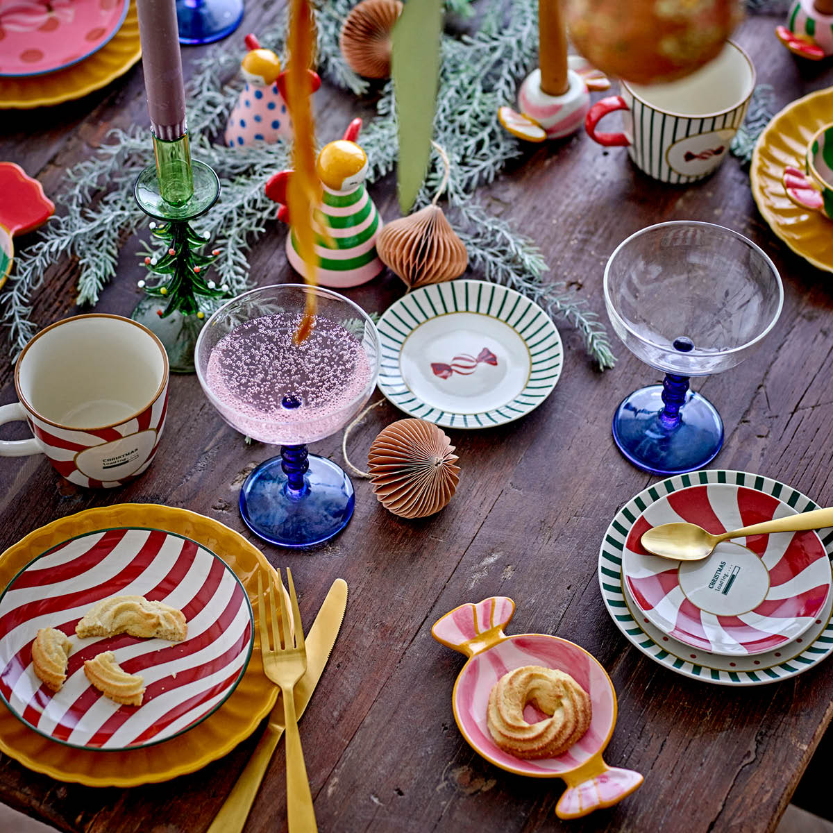 Bloomingville Caramella ängel i stengods 2-pack 8/10 cm rosa/gul