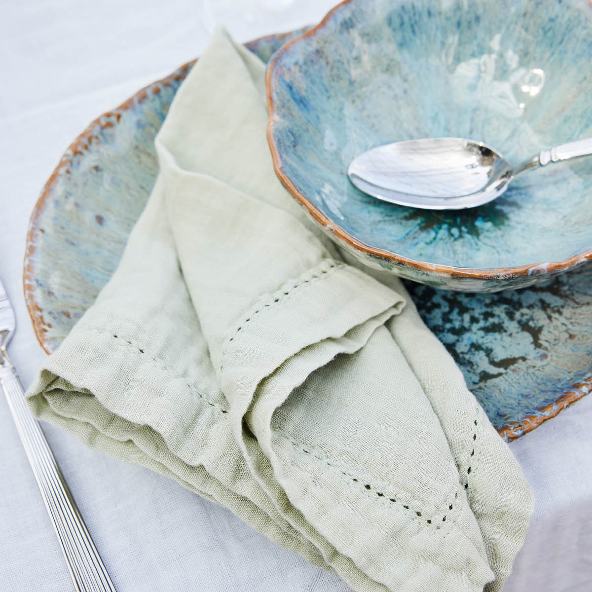 Lene Bjerre Angela tygservett 45x45 cm dämpad grön