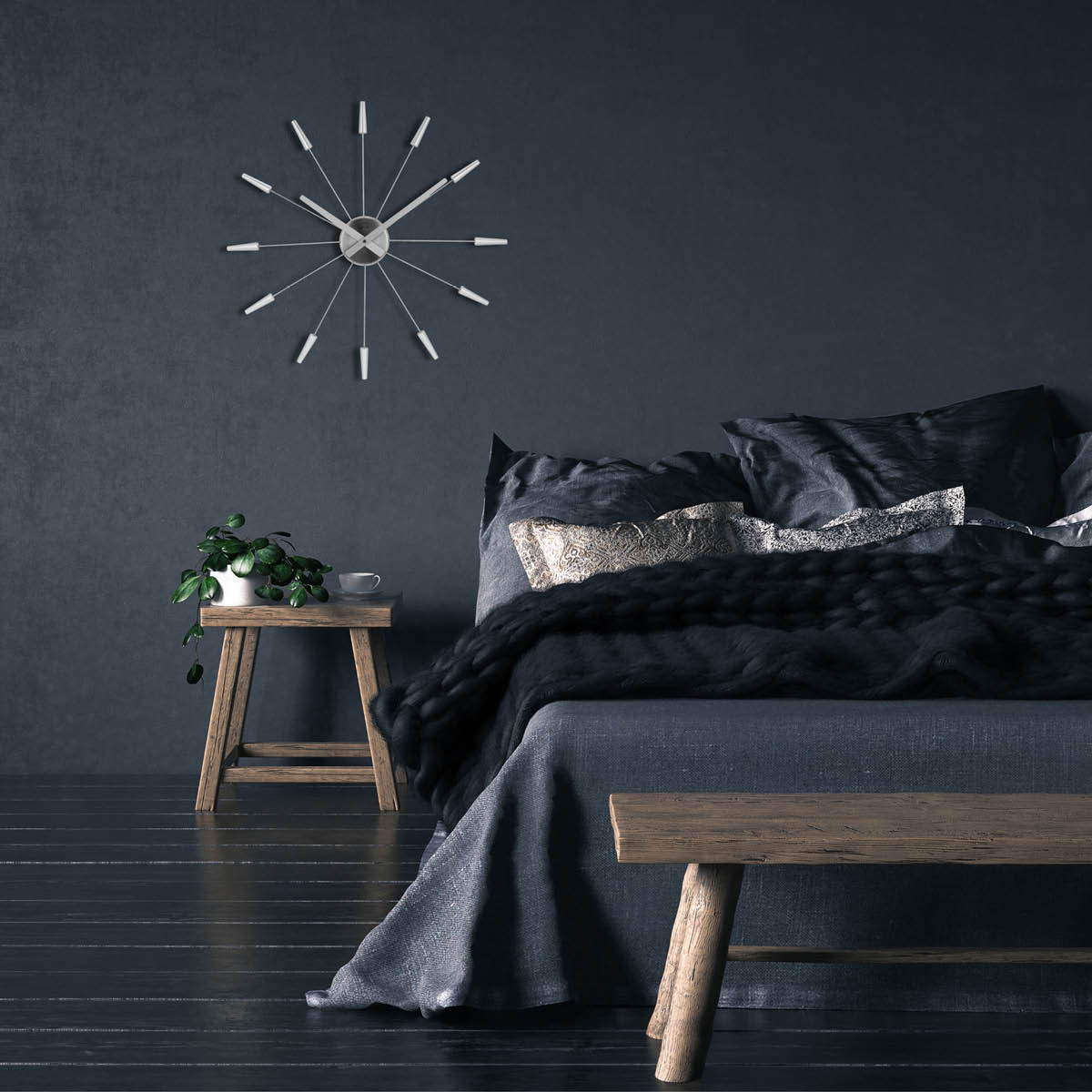 NeXtime Plug Inn Seinäkello 58 cm Hopea