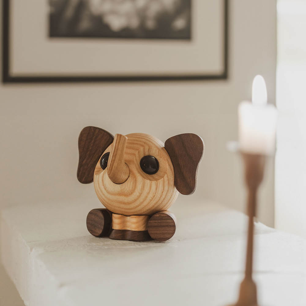 FableWood Flora elefant träfigur 10 cm valnöt/ask