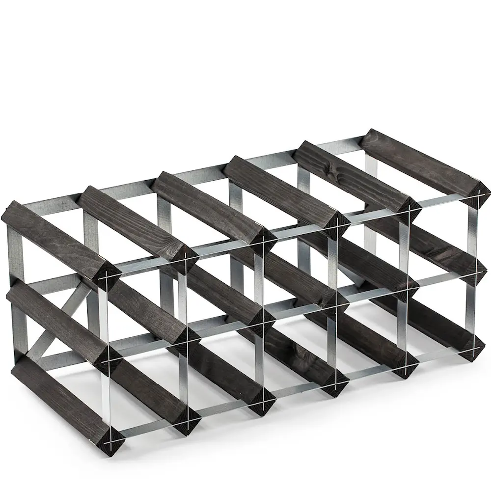 Trad vinholder 15 flasker svart ask