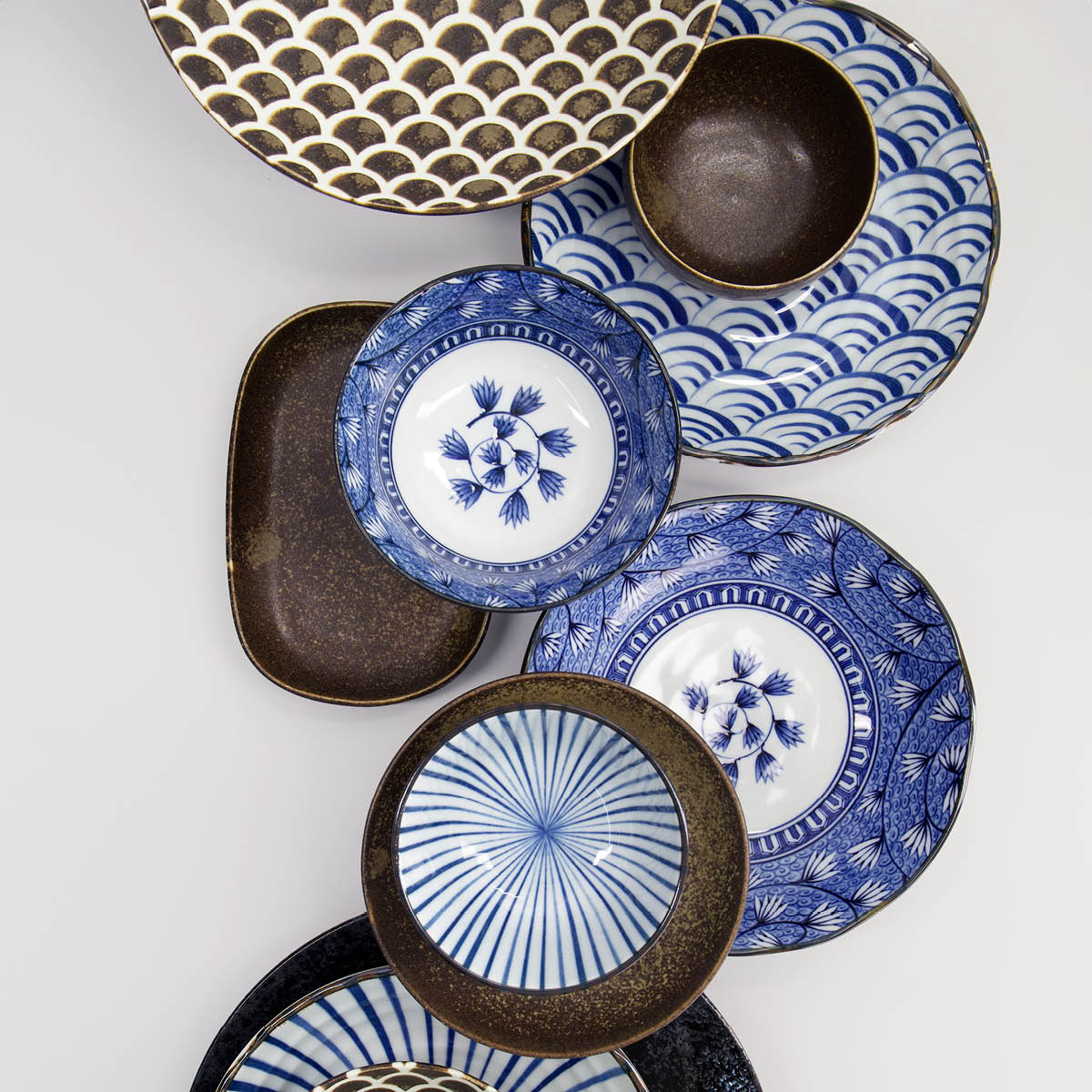 Tokyo Design Studio Natsu Tokusa Tayo skål 15,2x6,7 cm 0,5 L blå/vit