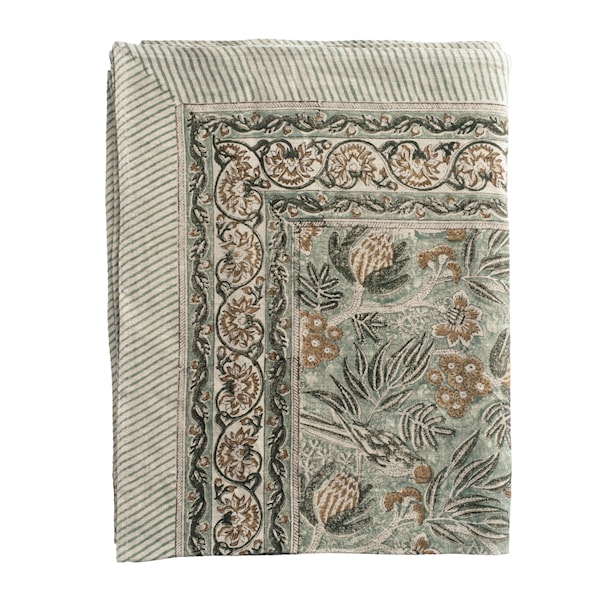 Parrot duk linne 170x350 cm sea foam