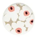 Oiva Unikko tallrik 20 cm vit/vinröd