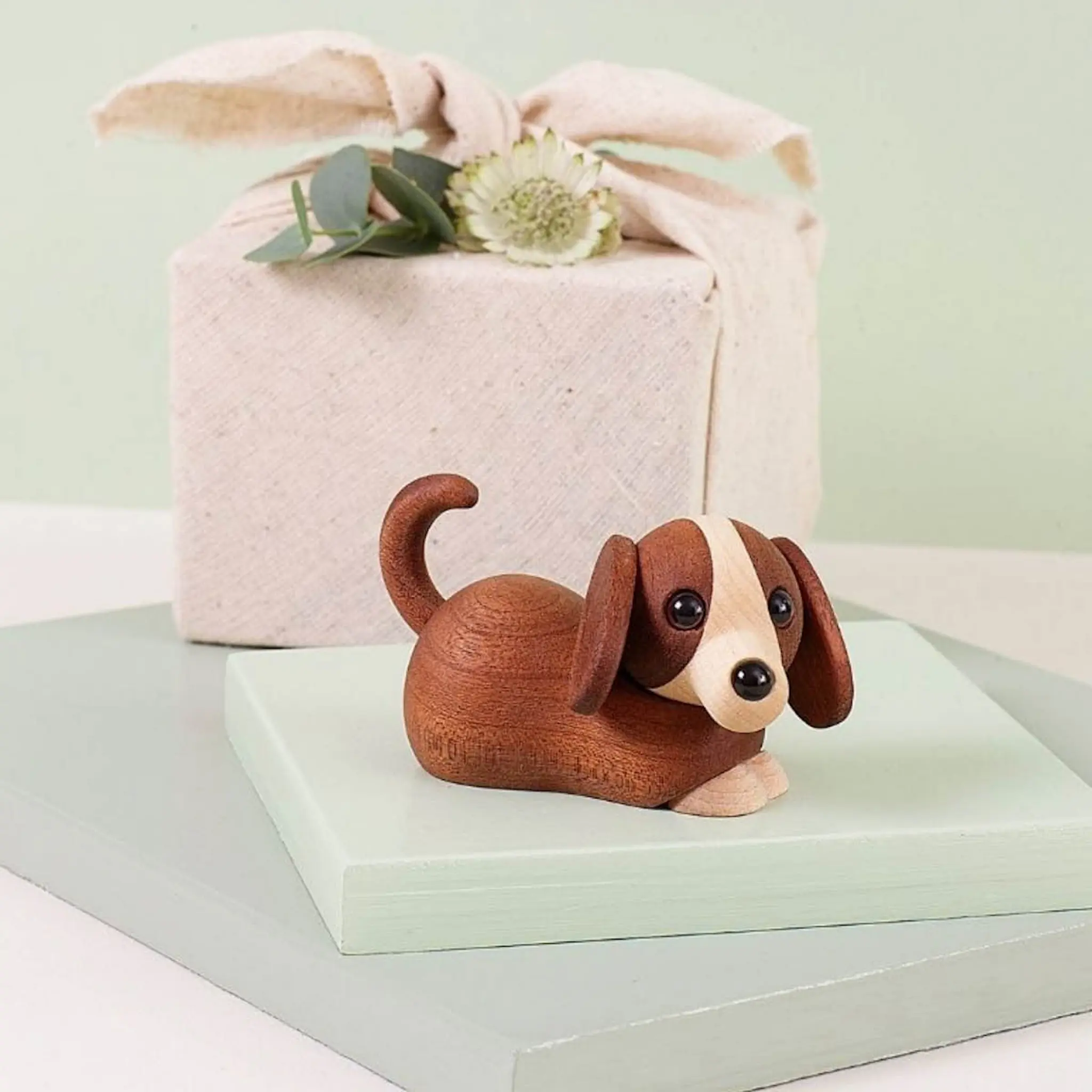 Spring Copenhagen Jojo Koiranpentu Puufiguuri 5 cm Mahogny