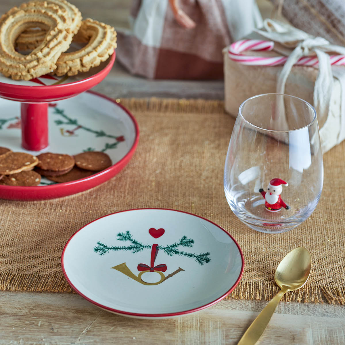 Bloomingville Yule assiett 16 cm 2-pack julmotiv