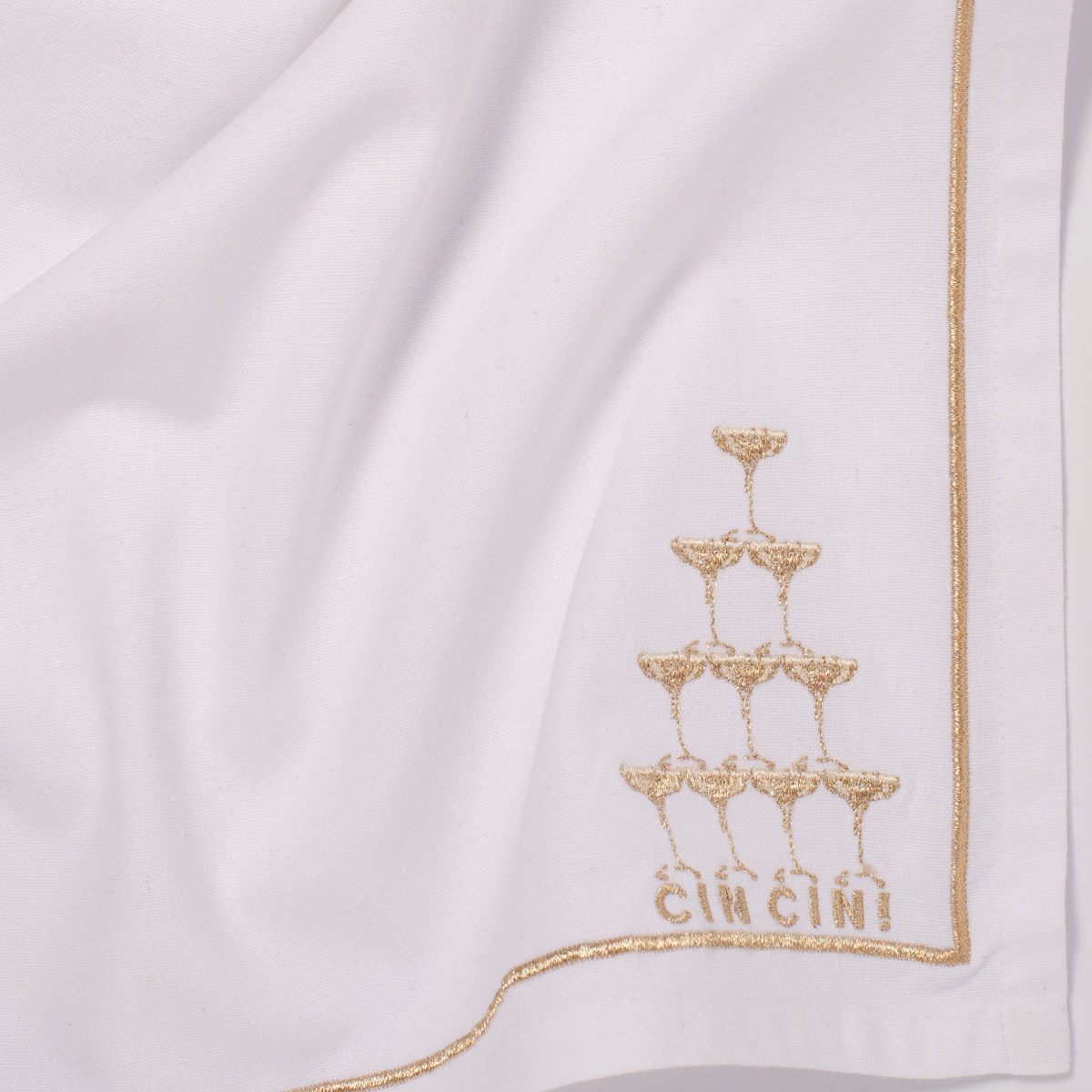 Vondels Santa's Favorites servett 45 cm 2-pack Champagne tower vit