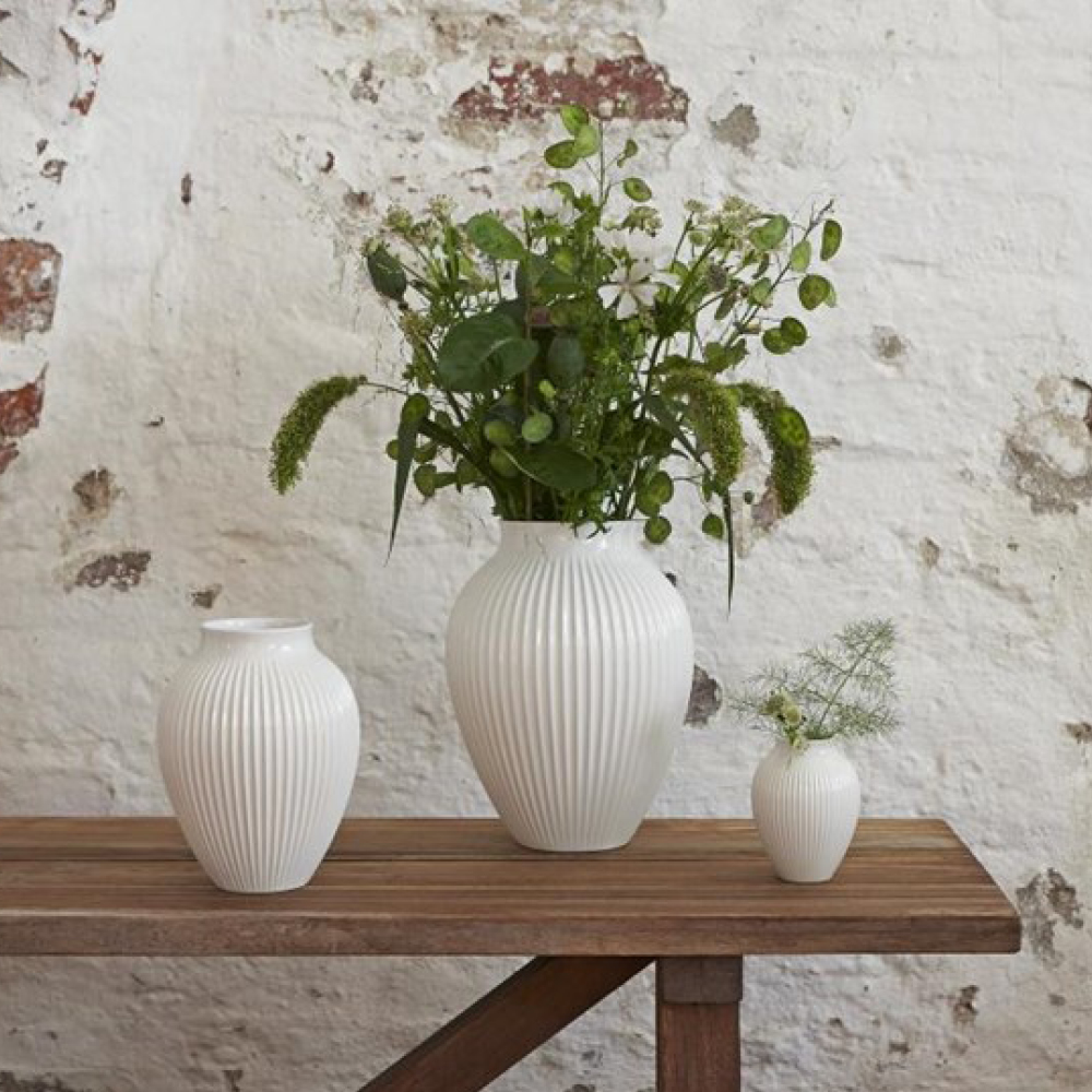 Knabstrup Keramik Ripple vase 35 cm hvit