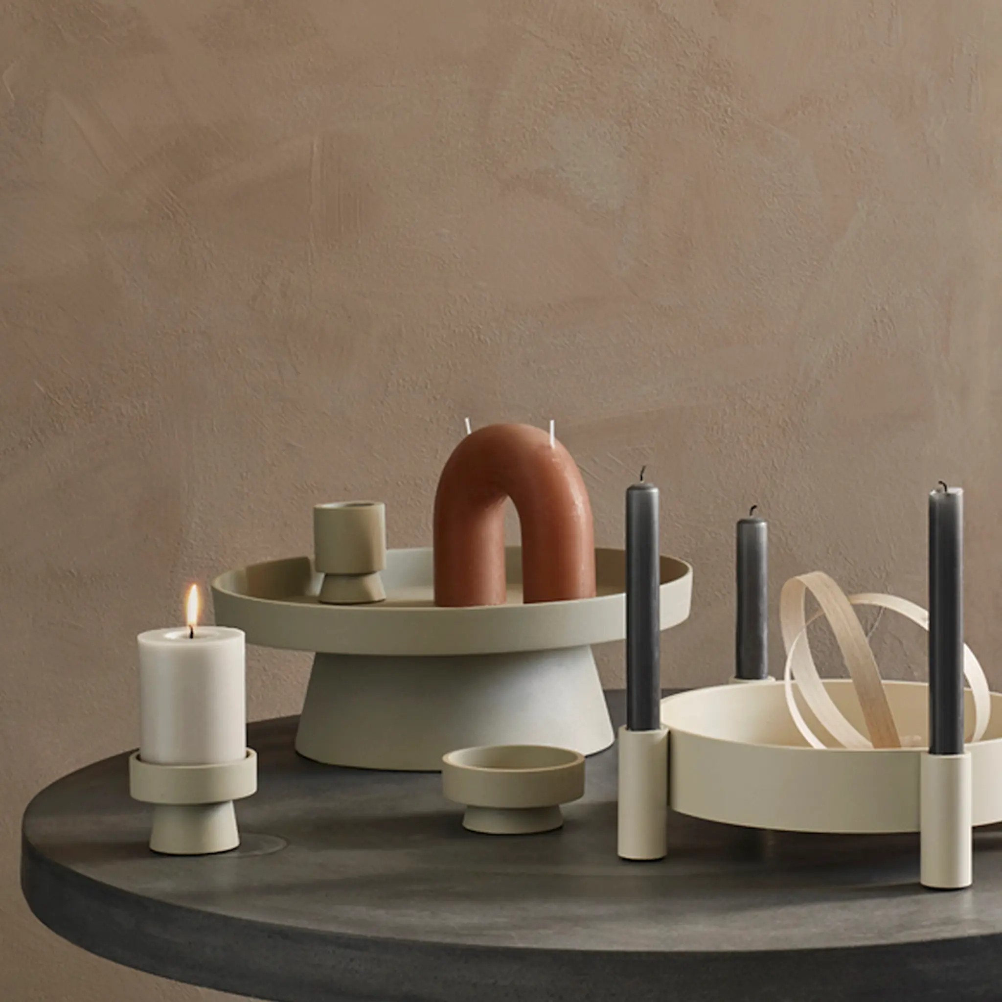 Broste Copenhagen Bend Ljus 14,5 cm Tan