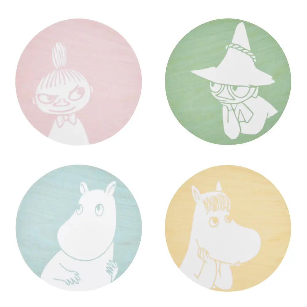 Mummi glassbrikke 10 cm 4 stk flerfarget