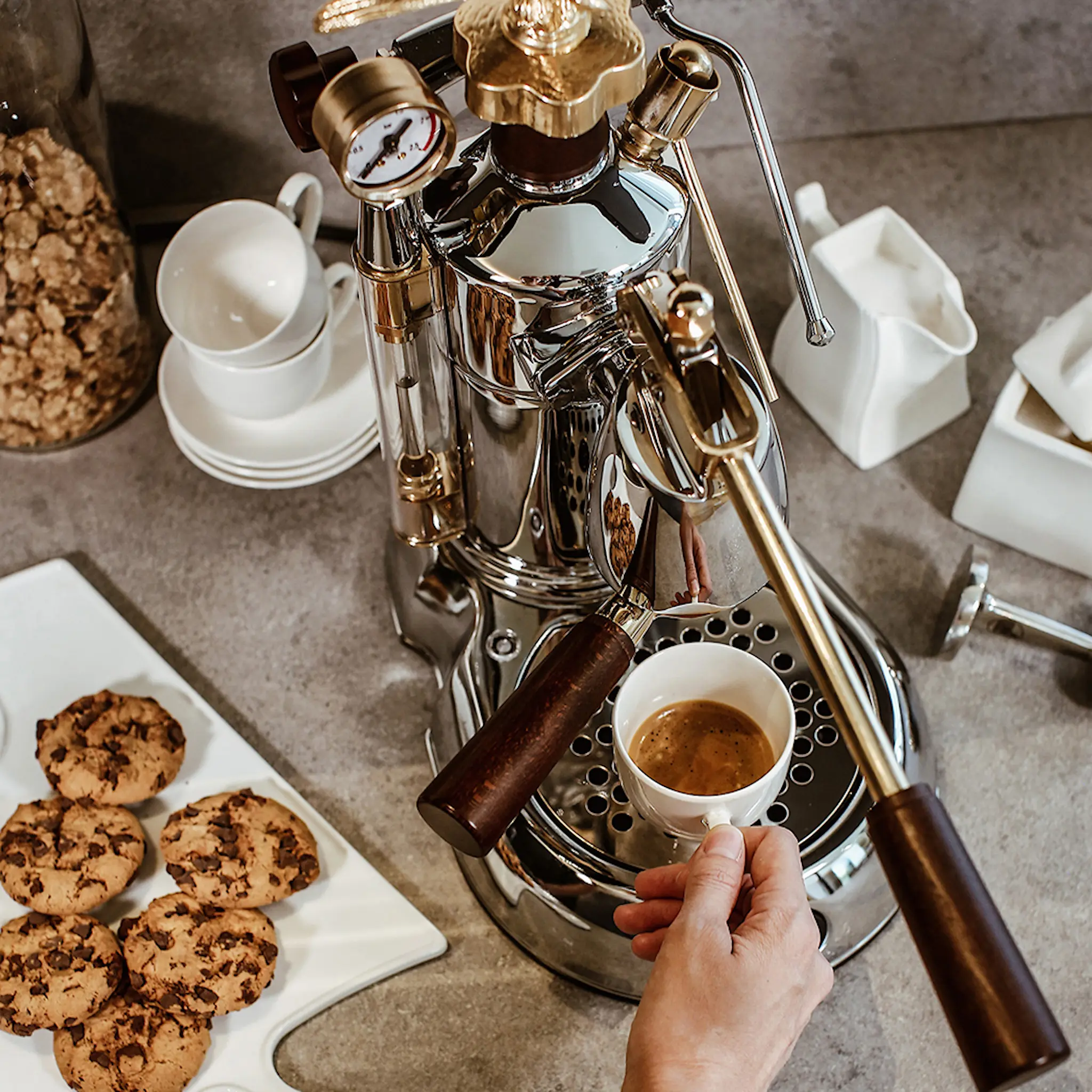La Pavoni Esperto Manuell Kaffemaskin med Hävarm Rostfritt Stål