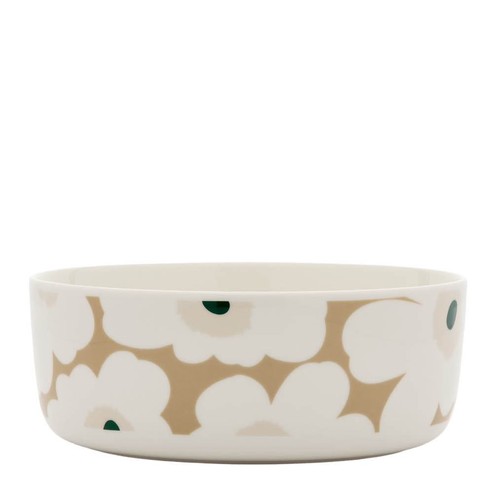 Marimekko Oiva Unikko serveringsskål 1,5 L vit/beige/grön
