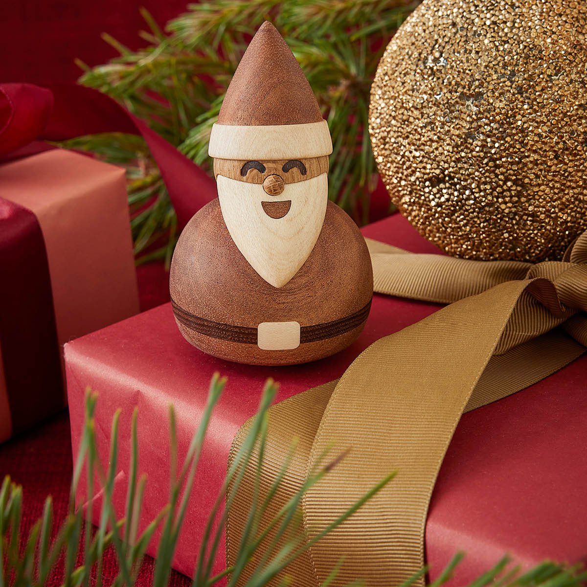 Spring Copenhagen Santa jultomte trädekoration 10 cm mahogny