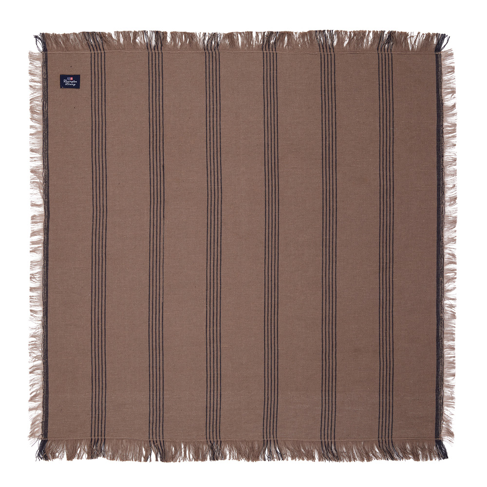 Lexington Stripete lin/bomulls serviett med frynser 50x50 cm brun/svart